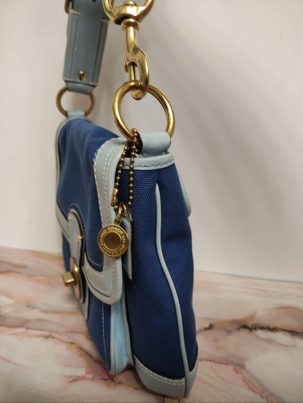 Vintage Coach 10828 65th Annv Legacy Ali Slim Flap Bag Blue - Picture 3 of 14
